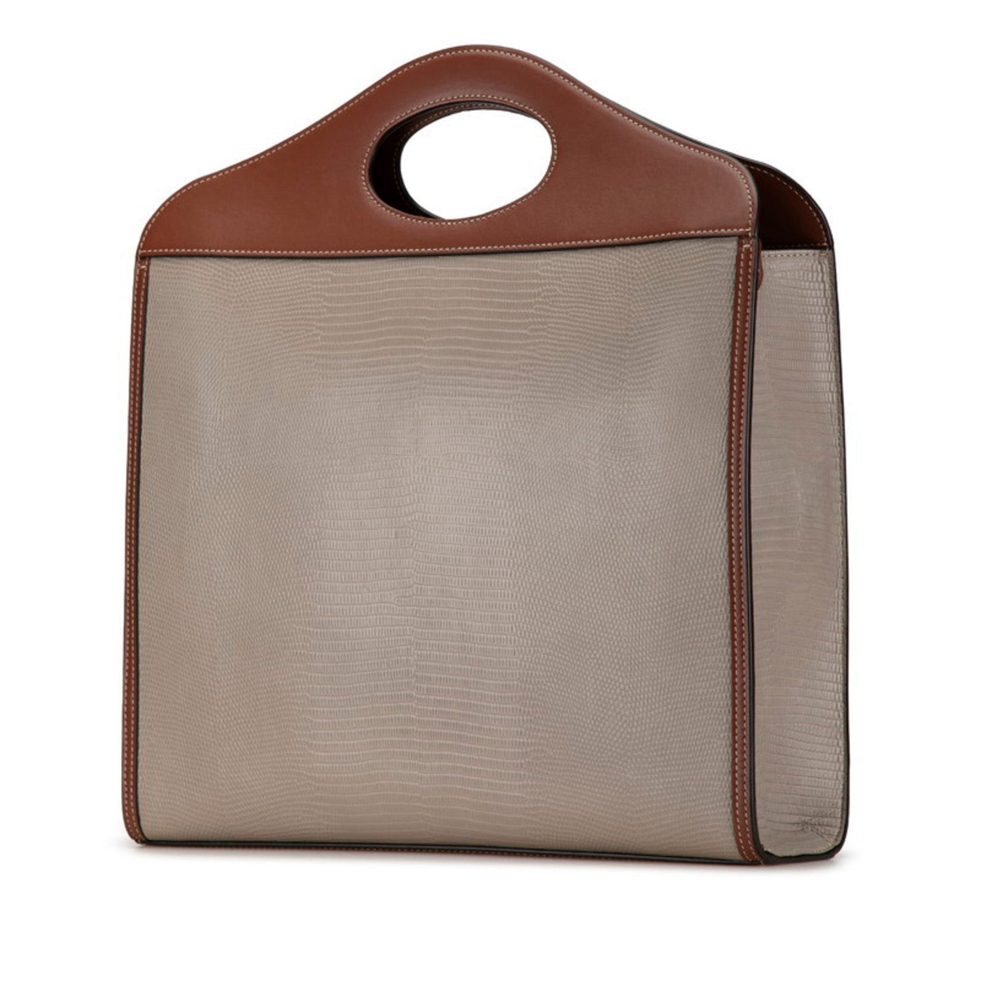 Burberry Handbag Shoulder Bag Leather Brown Gray