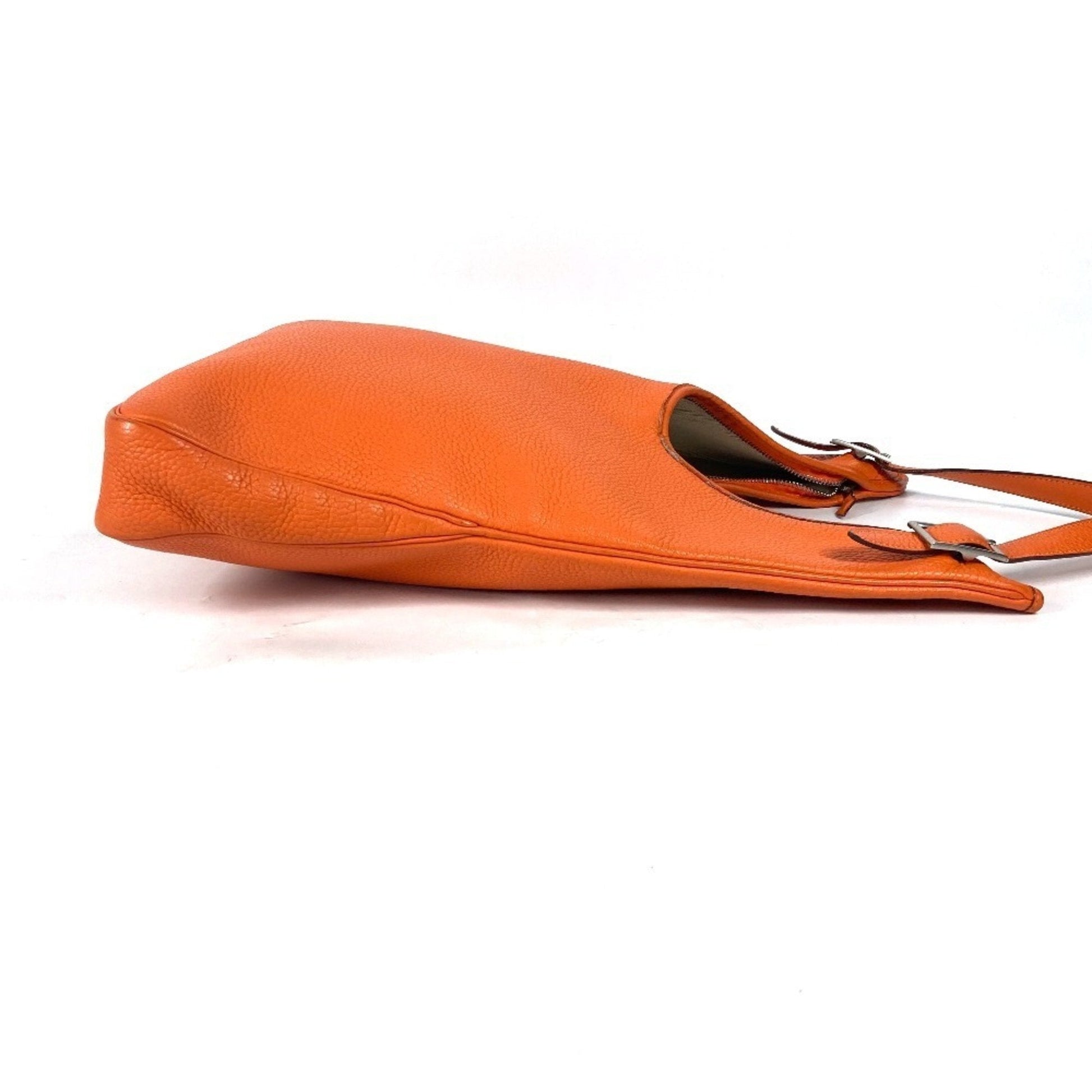 Hermes Taurillon Clemence Shoulder Bag Leather Orange Shoulder Bag 7