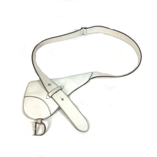 Dior Handbag Christian Fanny Pack Pouch Saddle Bag Leather White