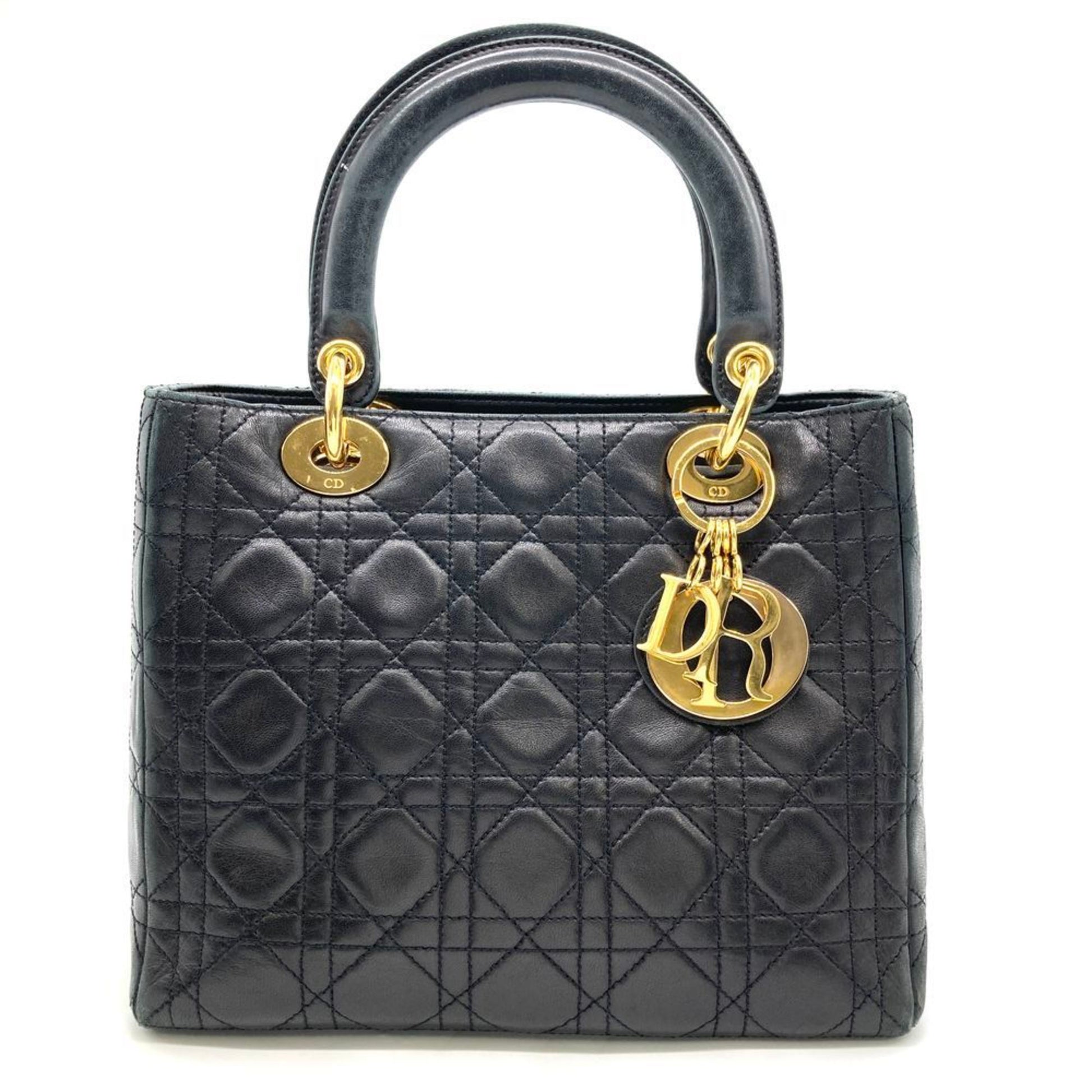 Dior Handbag Christian Lady 4 Leather Black