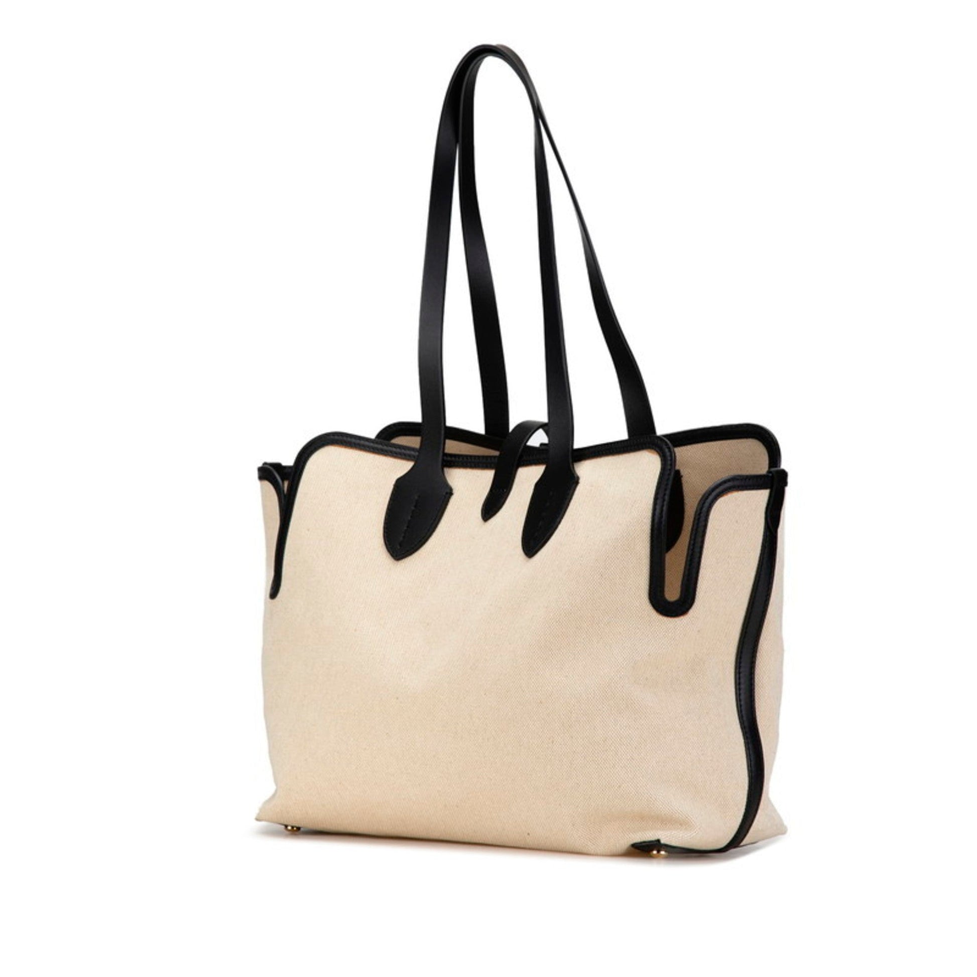 Burberry Shoulder Bag Tote Bag Leather Canvas Black