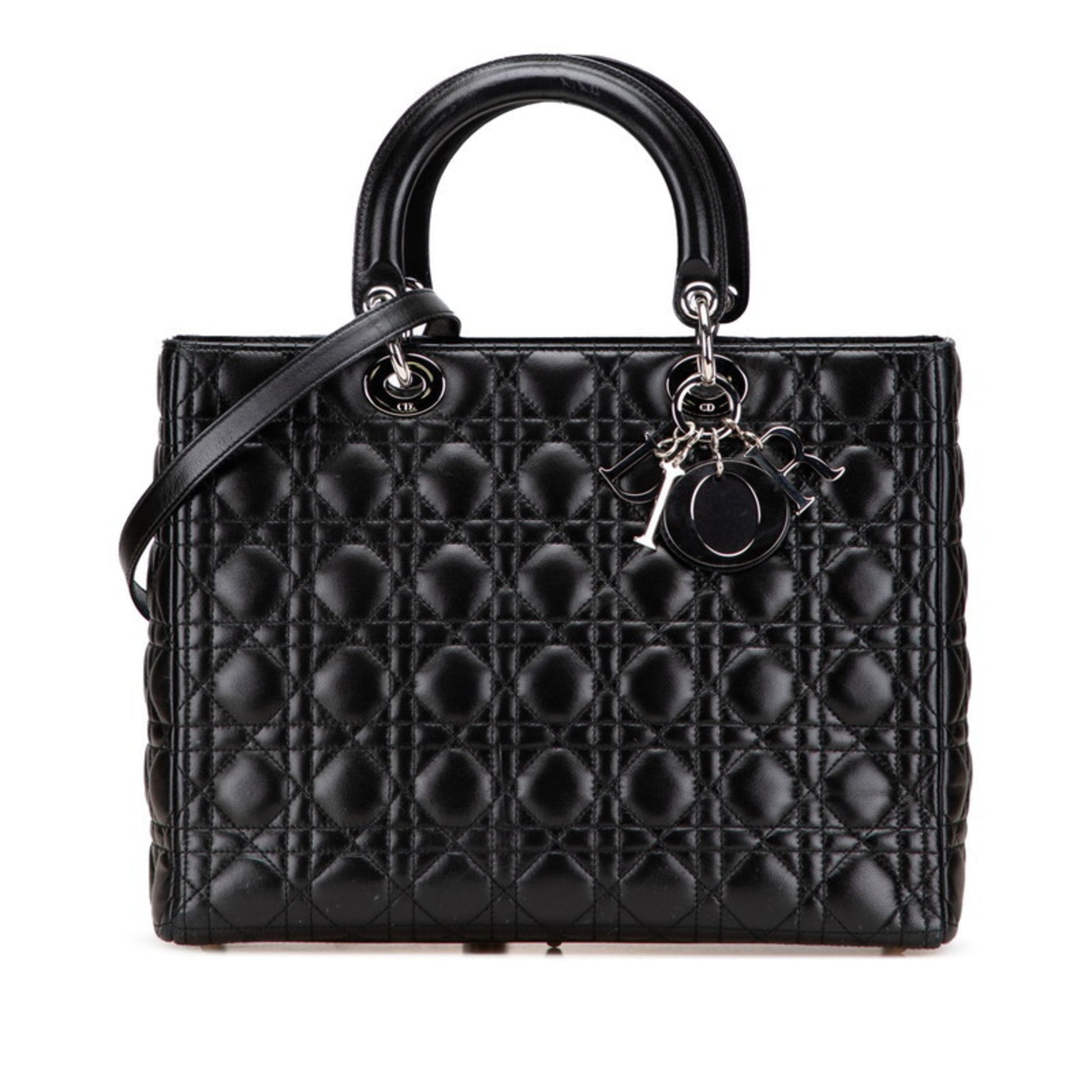 Dior Handbag Christian Lady Shoulder Bag 5 Leather Black