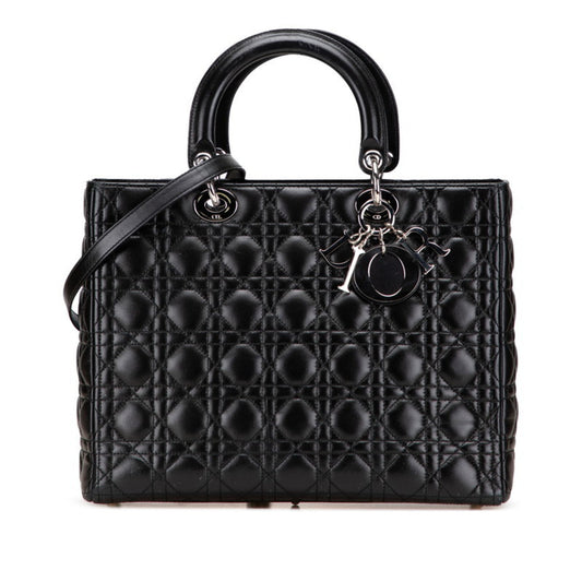 Dior Handbag Christian Lady Shoulder Bag 5 Leather Black