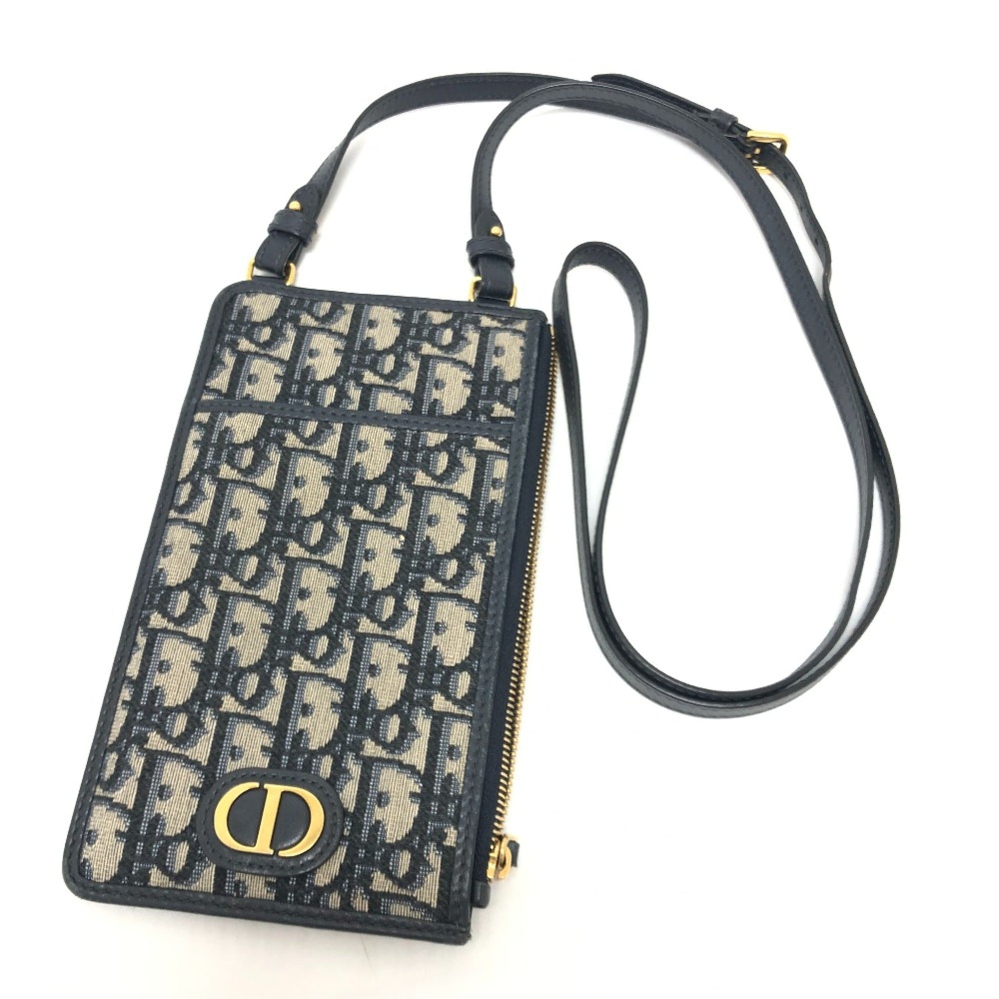Dior Handbag Christian Cloth Shoulder Bag Blue Navy