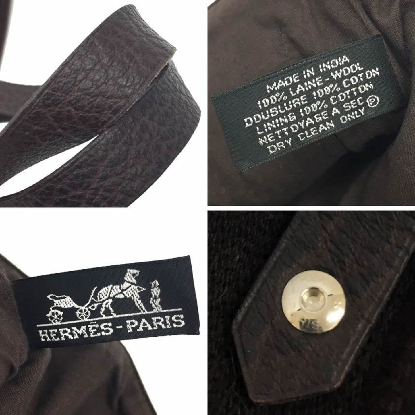 Hermes Dark Wool Tote Bag Brown