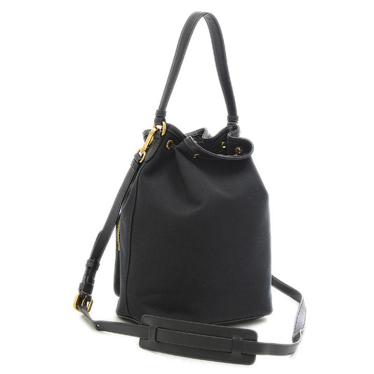Prada Jacquard Drawstring 2Way Shoulder Ribbon Luxury Handbag Canvas Black Logo Shoulder Bag