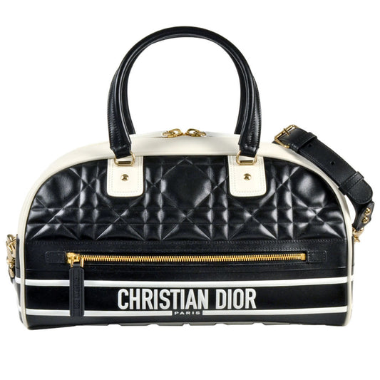 Dior Handbag Christian 5 Leather Black White