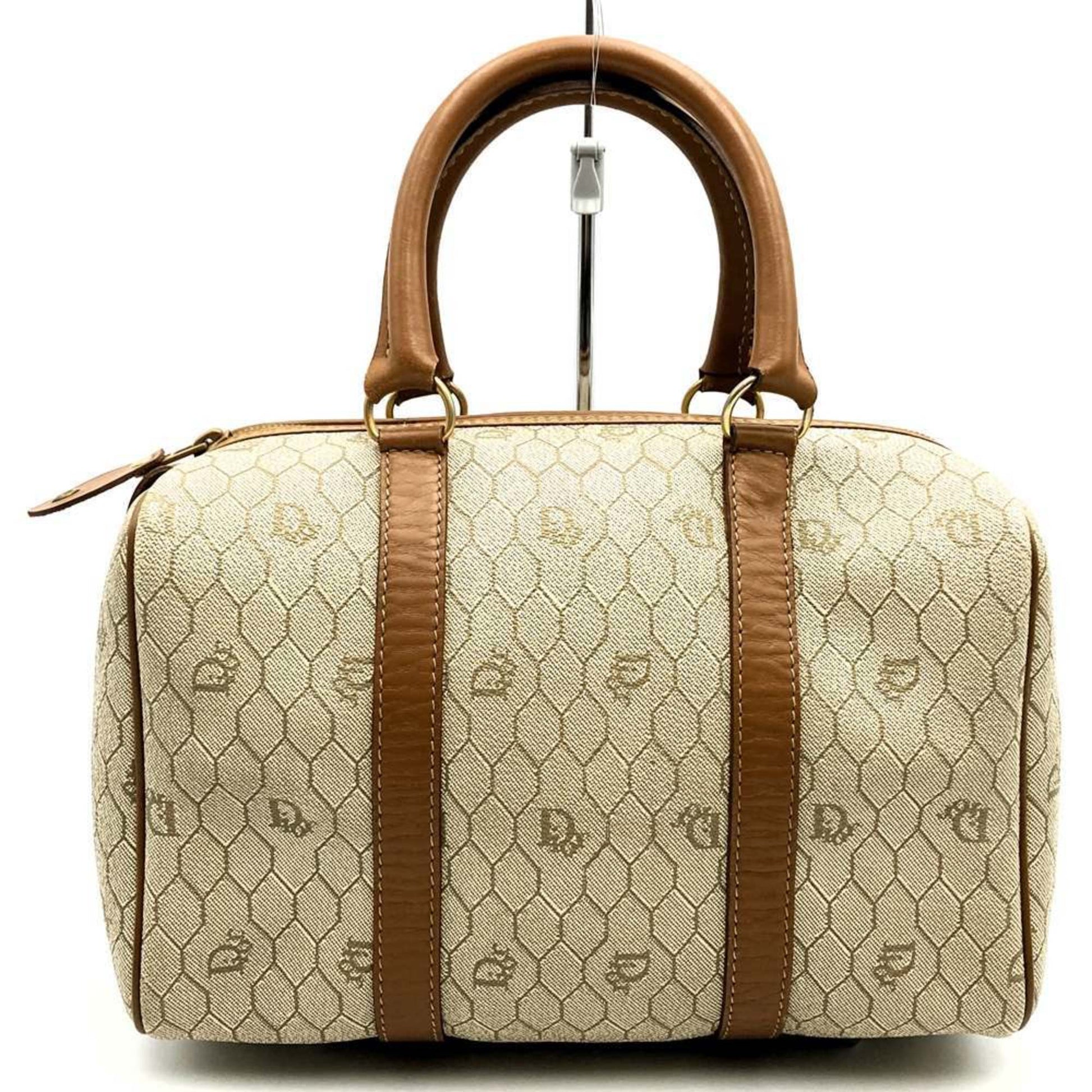 Dior Handbag Christian Pvc Brown Beige Multicolor