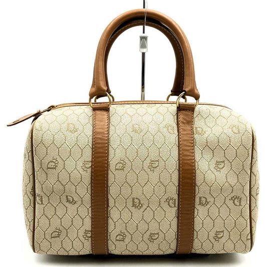Dior Handbag Christian Pvc Brown Beige Multicolor
