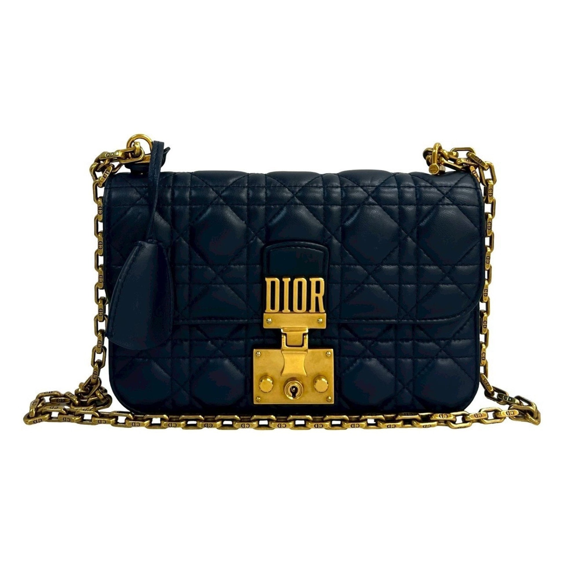 Dior Handbag Christian Shoulder Bag 8 Leather Blue