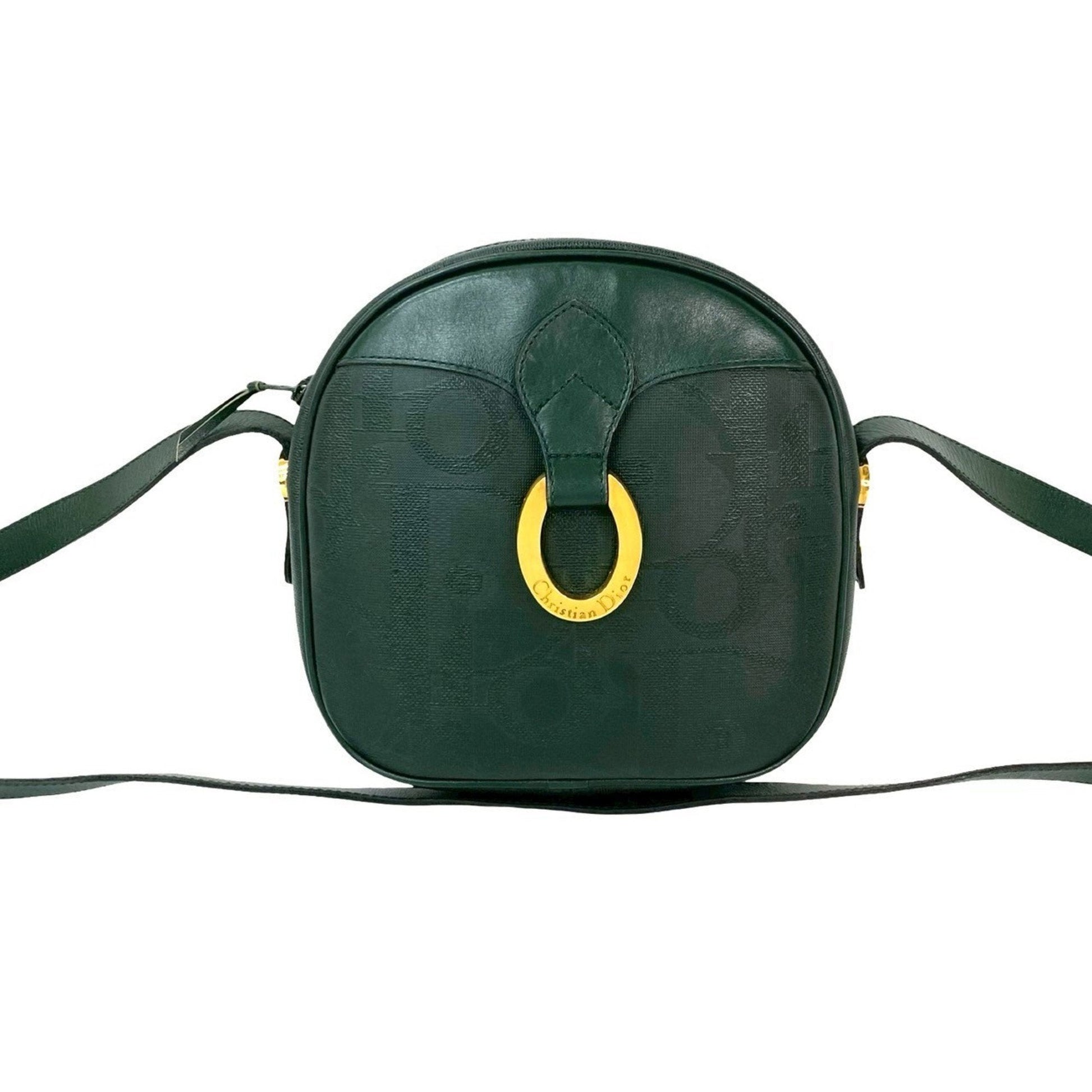 Dior Handbag Christian Pvc Pochette Shoulder Bag Leather Green