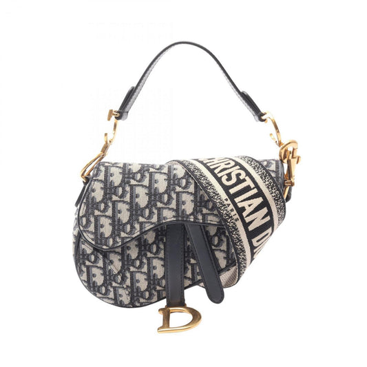 Dior Handbag Christian Leather Canvas Black
