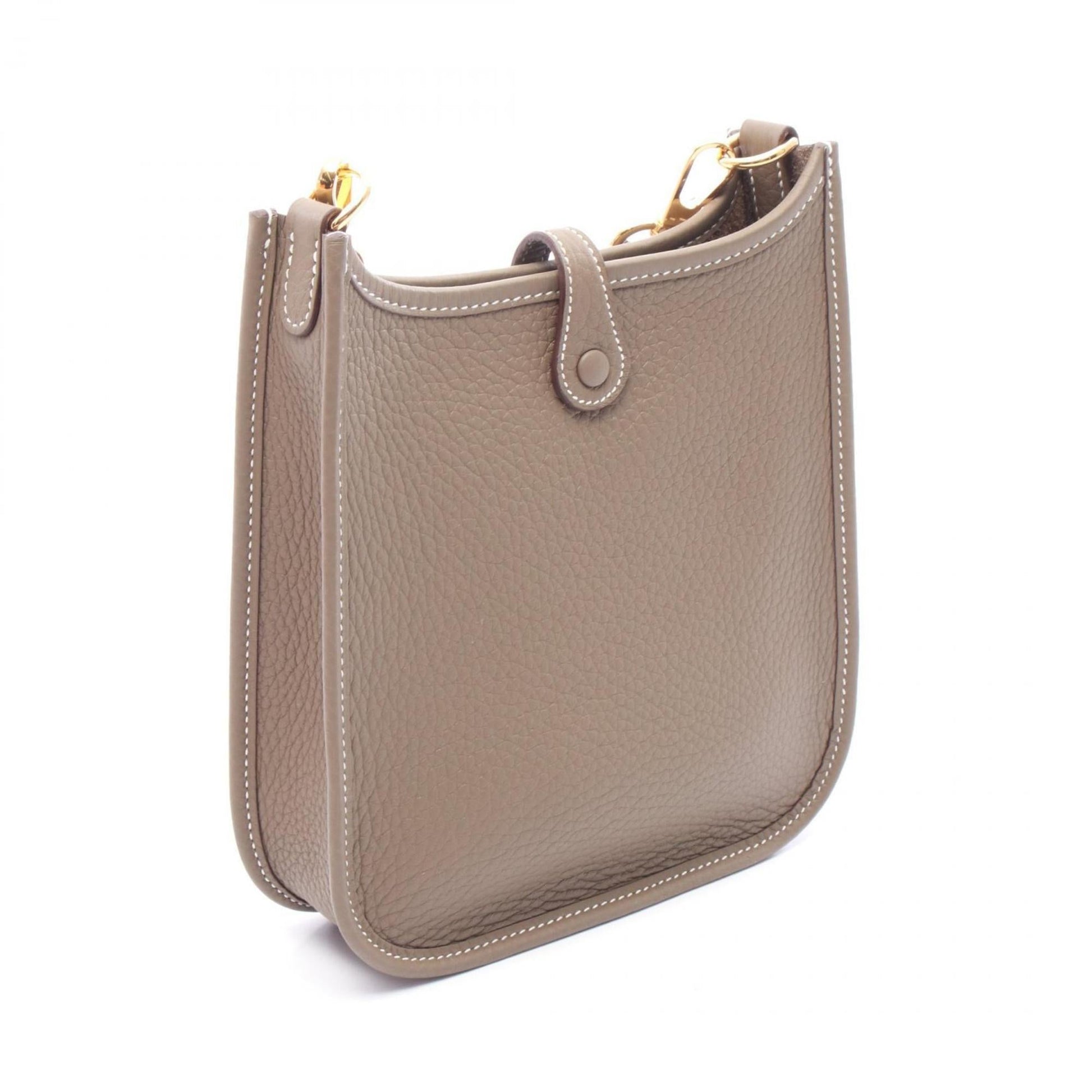 Hermes Taurillon Clemence Shoulder Bag Leather Brown