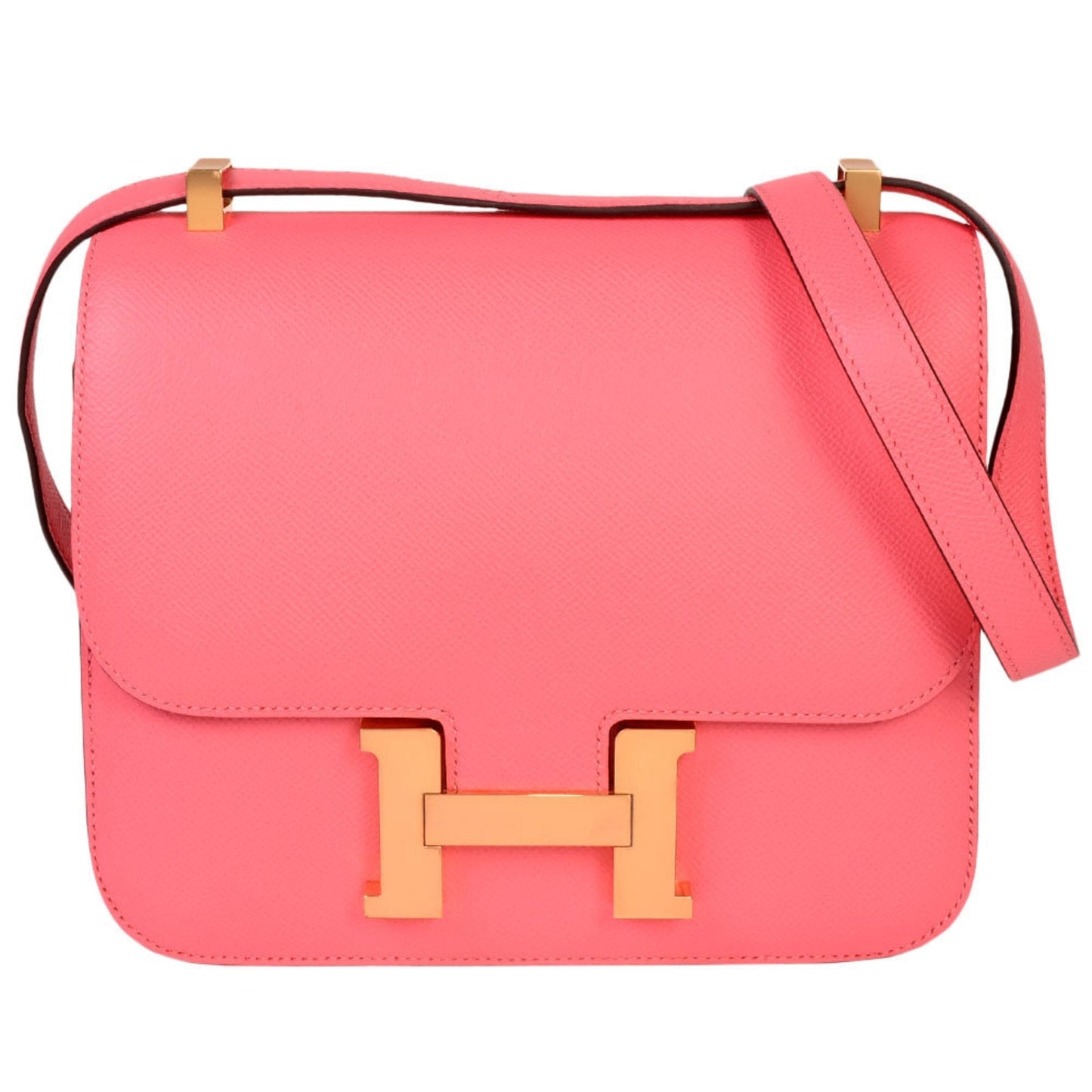 Hermes Constance Rose Azalee Evercalf Shoulder Bag Leather Pink