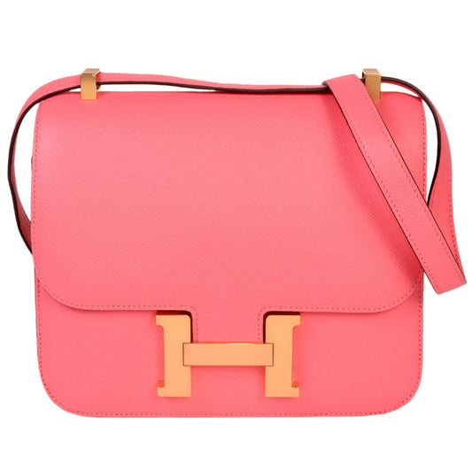 Hermes Constance Rose Azalee Evercalf Shoulder Bag Leather Pink