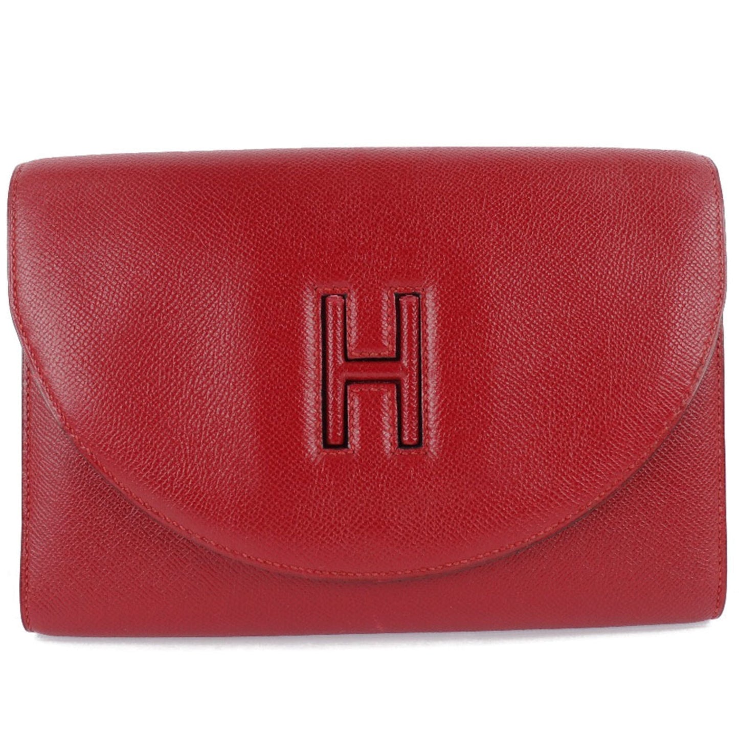 Hermes Color Rouge Vif Epsom Clutch Bag Leather Red