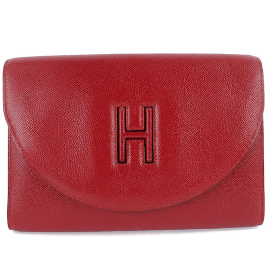 Hermes Color Rouge Vif Epsom Clutch Bag Leather Red
