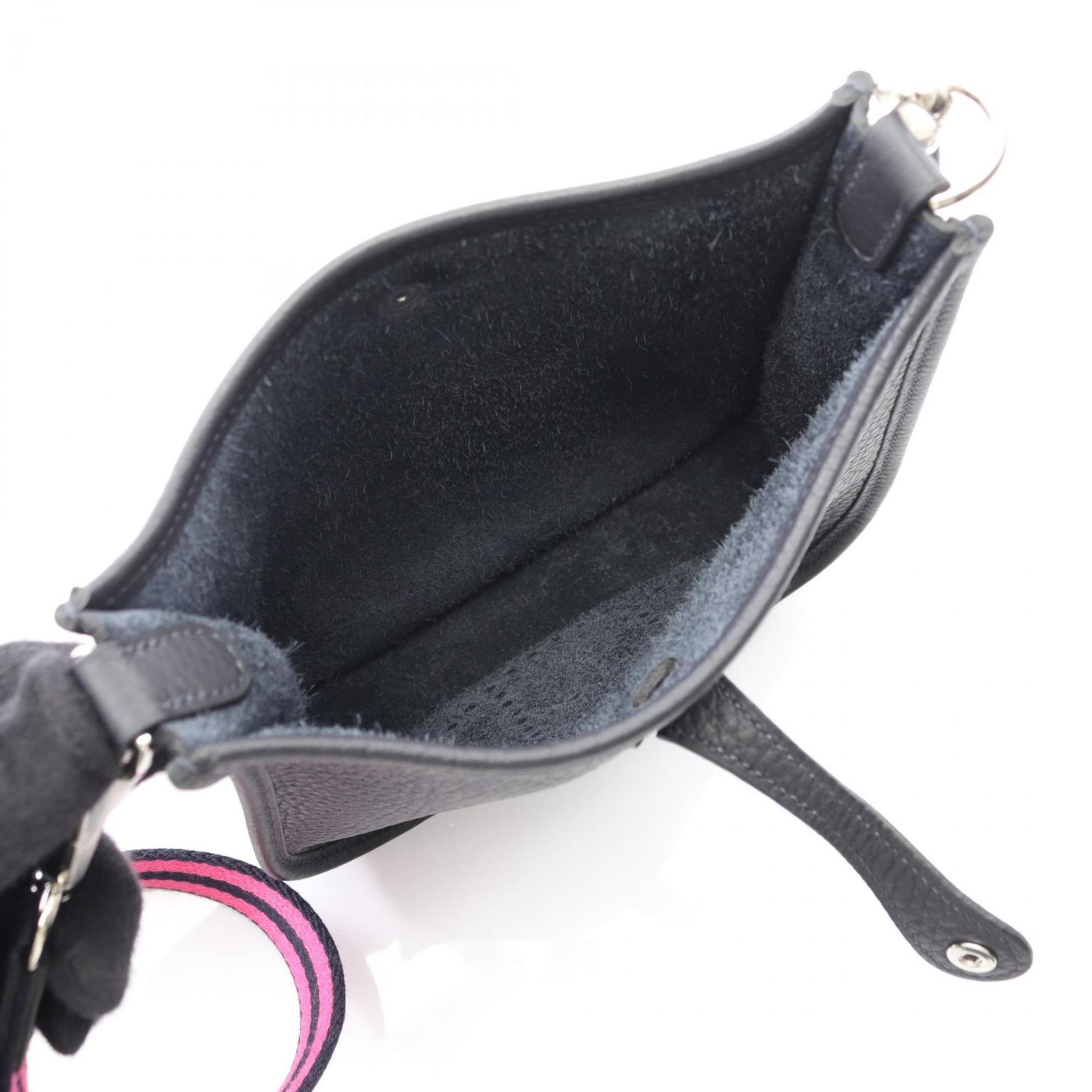 Hermes Taurillon Clemence Shoulder Bag Leather Navy