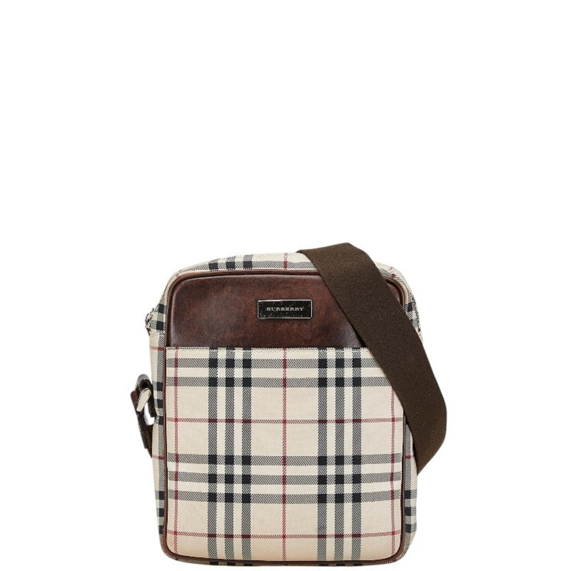 Burberry Shoulder Bag Leather Canvas Brown Shoulder Bag 7