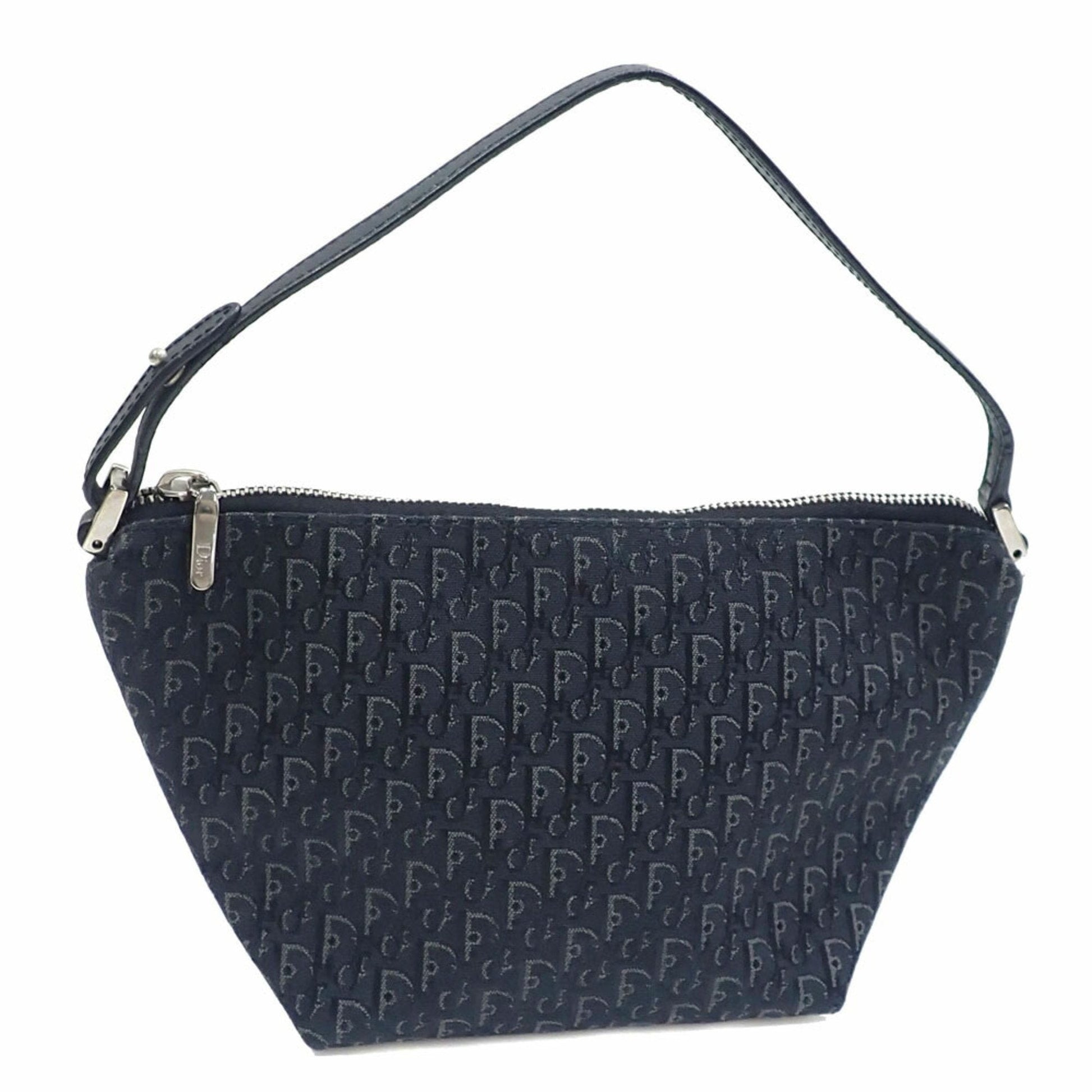 Dior Handbag Christian Pouch 2 Leather Canvas Black