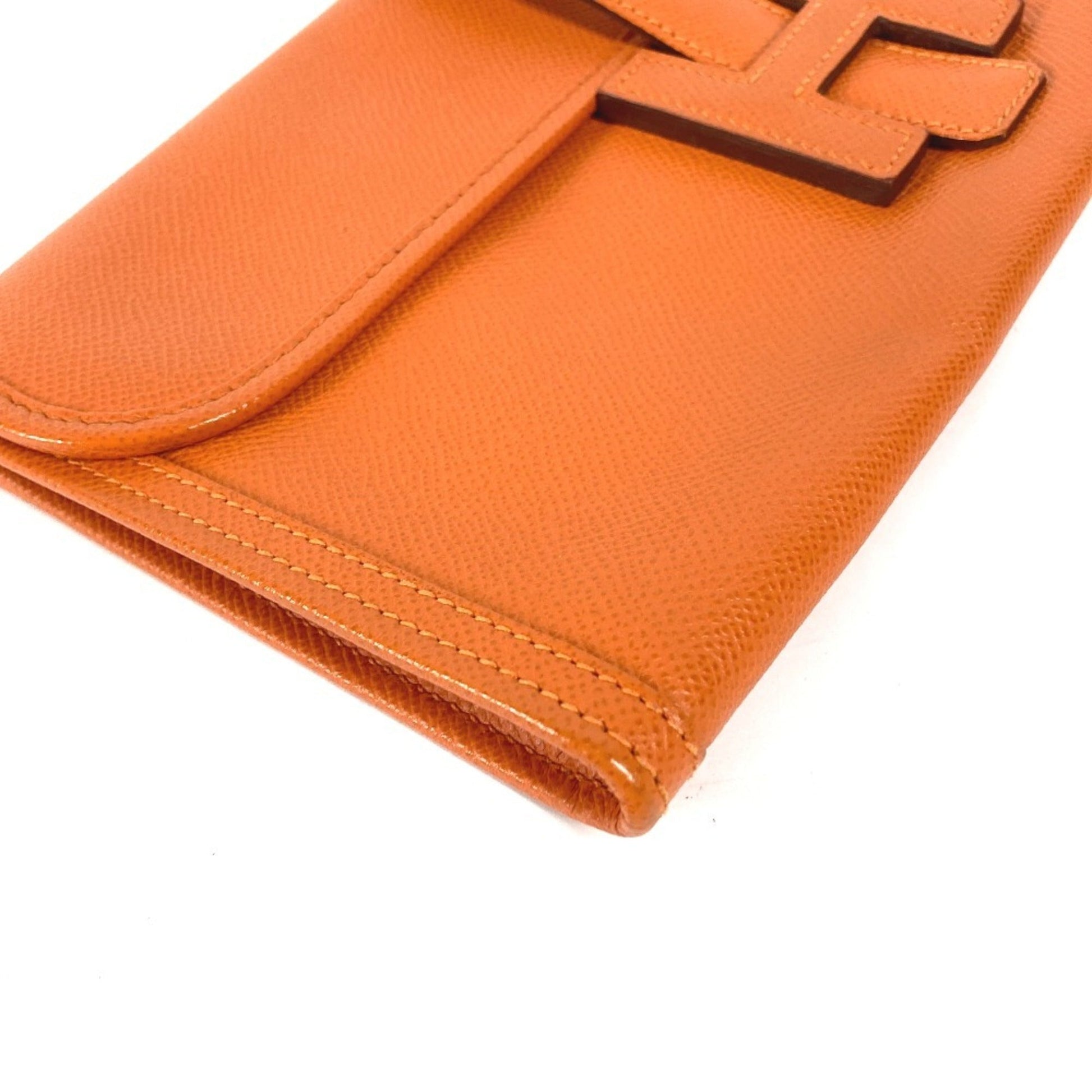Hermes Jige Epsom Clutch Bag Leather Orange