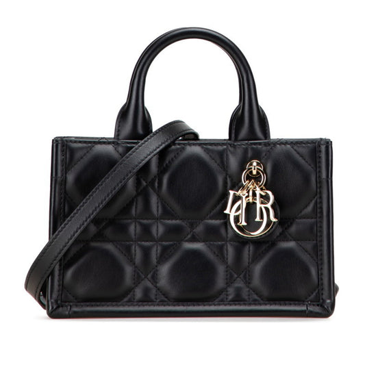 Dior Handbag Christian Shoulder Bag 56 Leather Black
