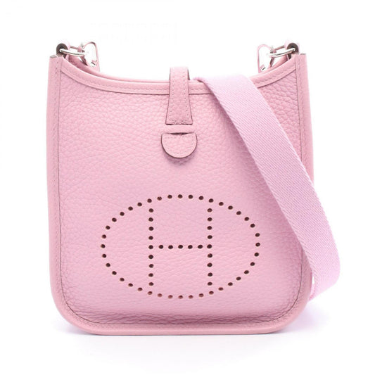 Hermes Taurillon Clemence Shoulder Bag Leather Pink