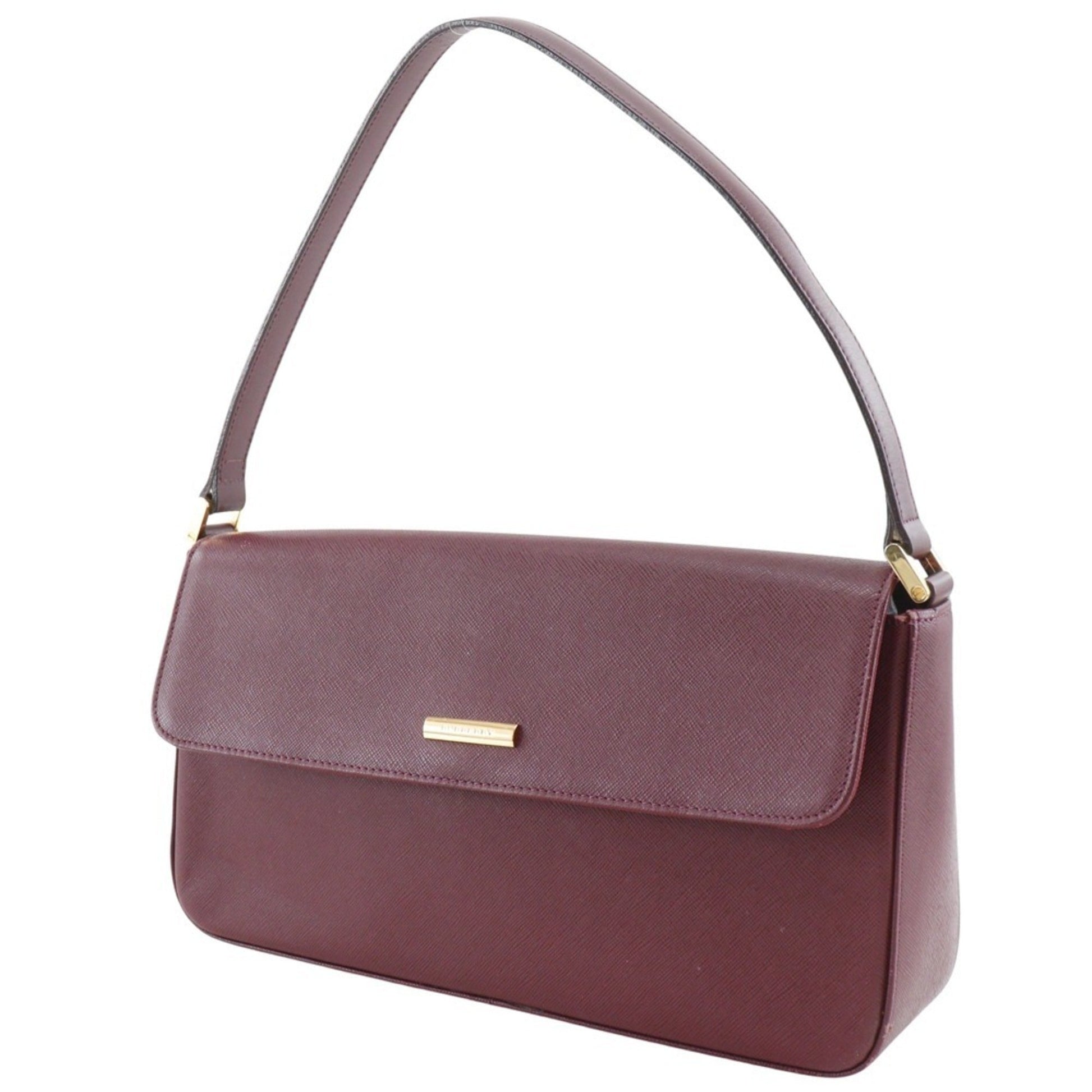 Burberry Bordeaux Color Shoulder Bag Leather Red