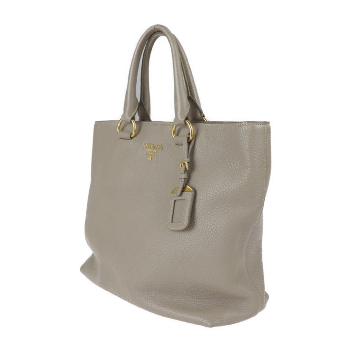 Prada Tote Bag Pomice Graige Series Etoupe Hardware 2Way Leather Gold Shoulder Bag