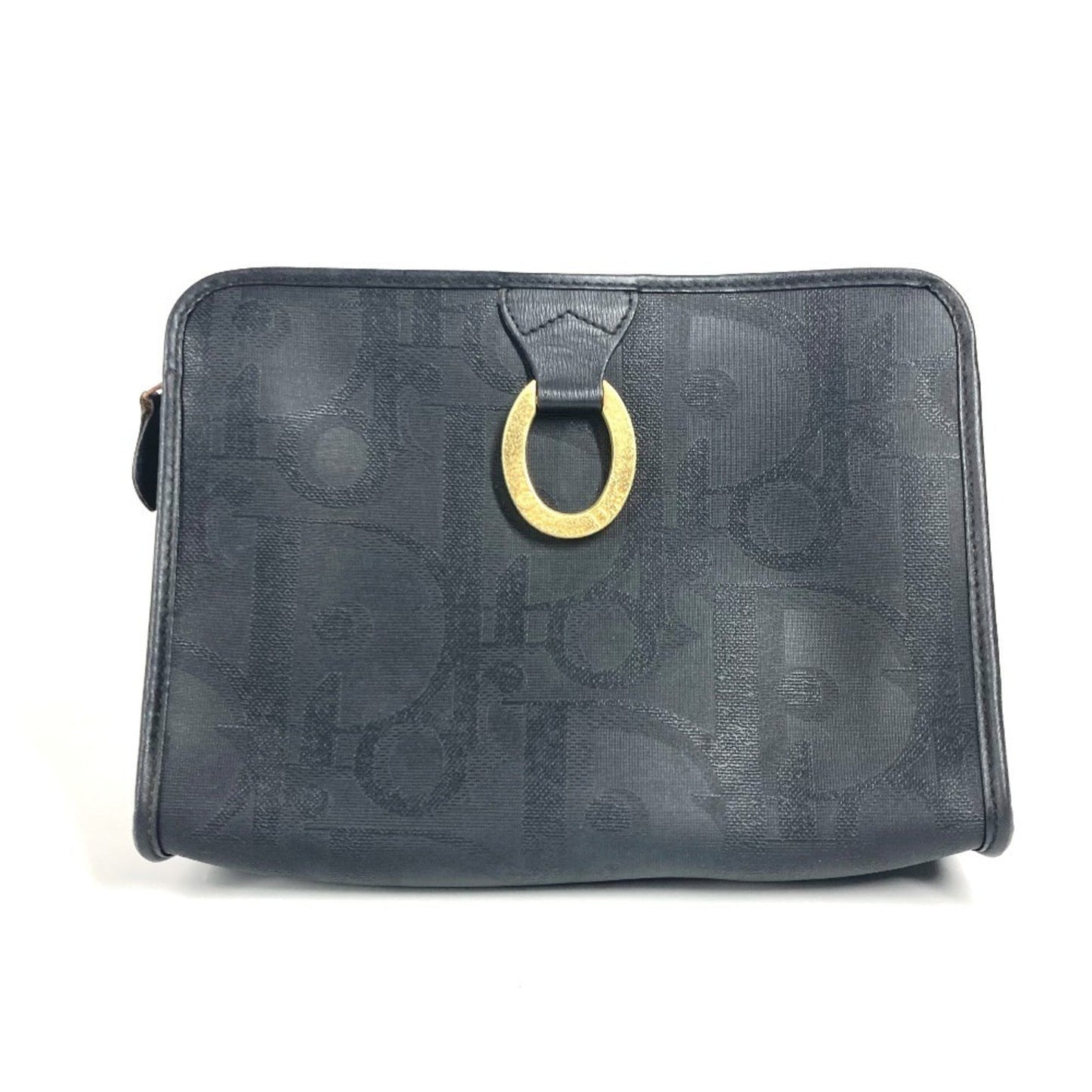 Dior Handbag Christian Pvc Clutch Bag Pouch Leather Blue Navy