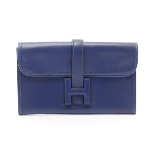 Hermes Box Calf Clutch Bag Leather Calf Leather Navy