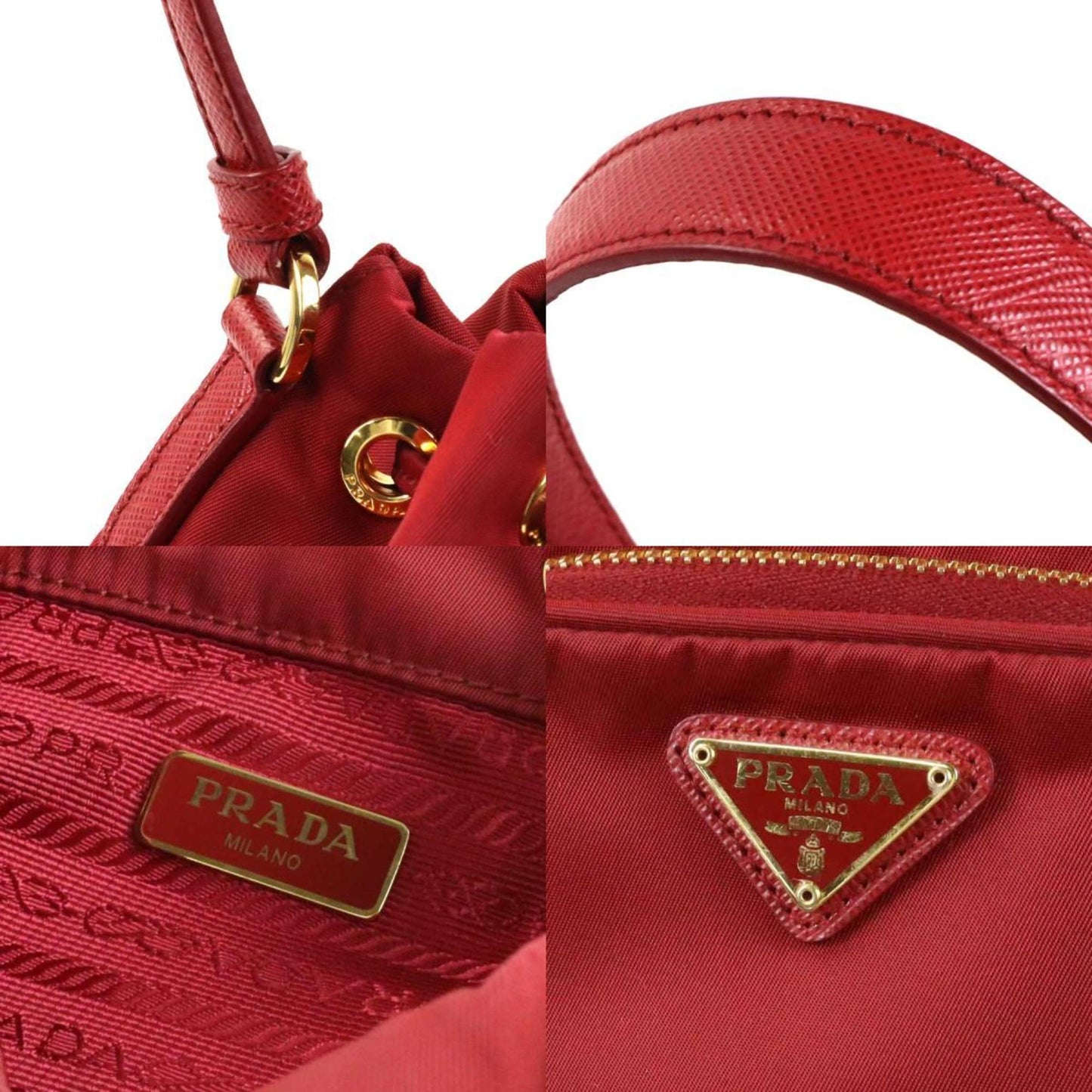 Prada Crossbody Shoulder Bag Handbag Ladies Nylon Red