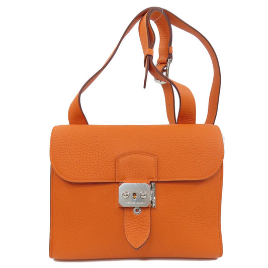 Hermes Taurillon Clemence Shoulder Bag Leather Orange Shoulder Bag 5