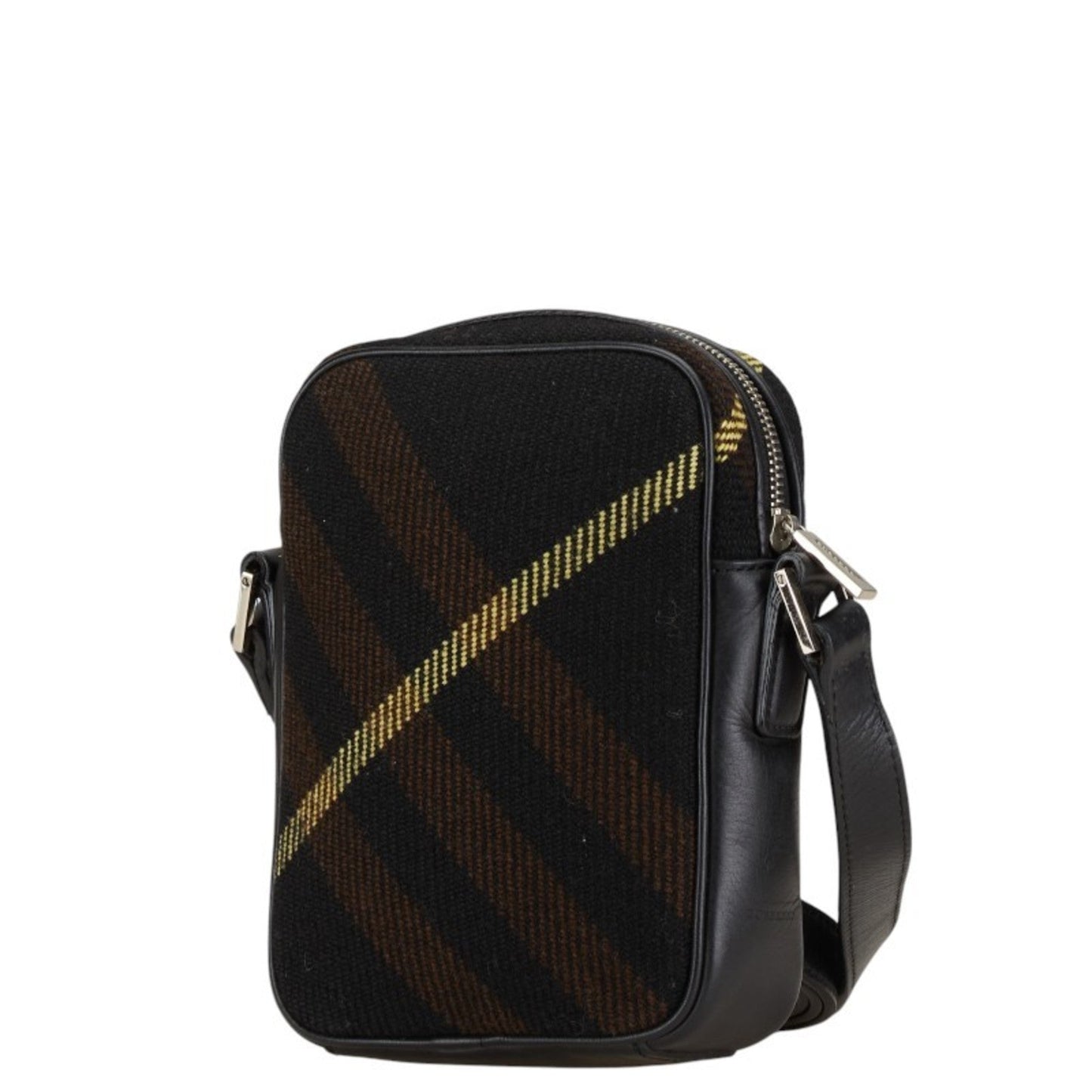 Burberry Wool Shoulder Bag Leather Black Brown