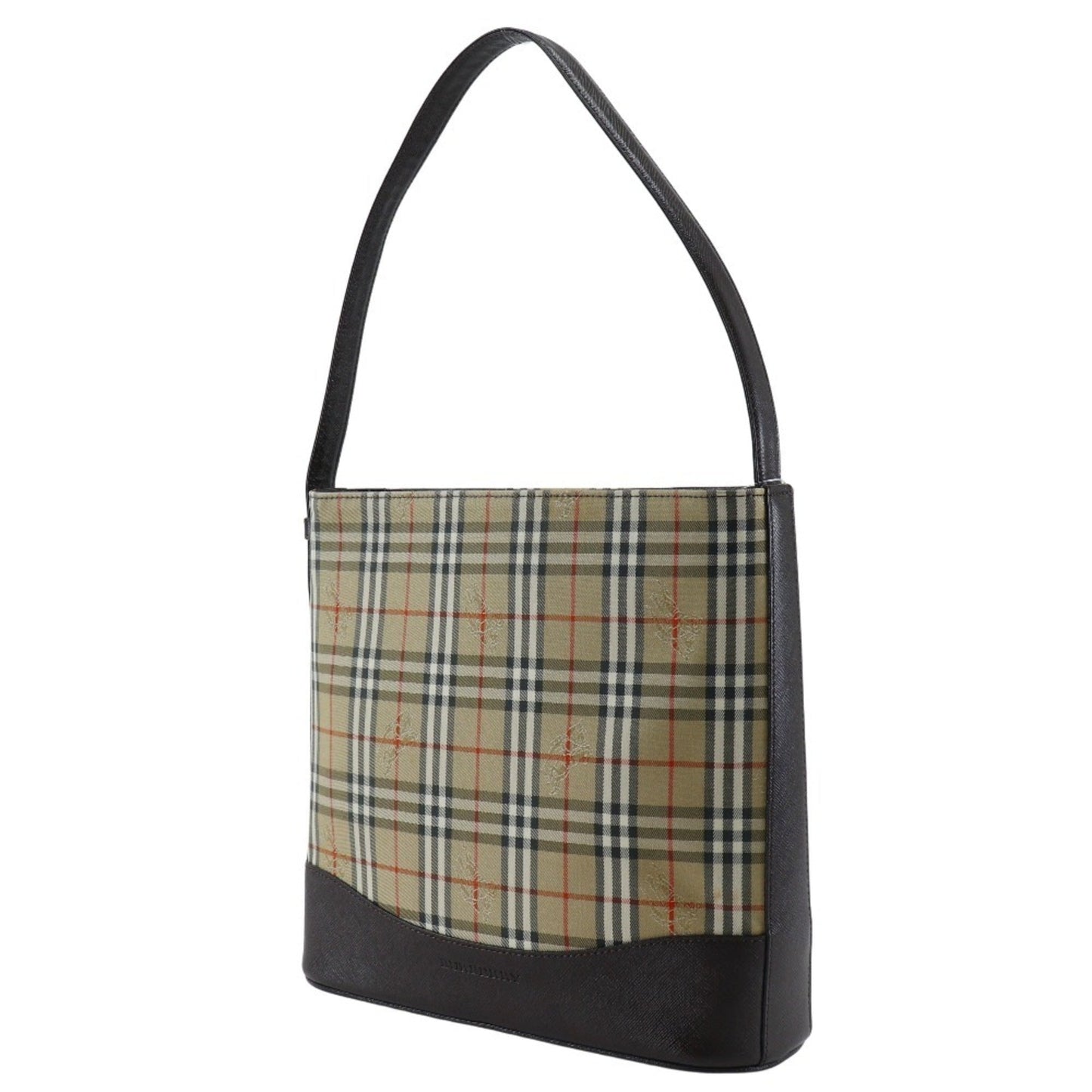 Burberry Shoulder Bag Leather Canvas Black Leather Shoulder Bag