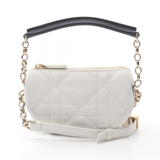 Dior Handbag Christian Shoulder Bag 2 Leather White Navy