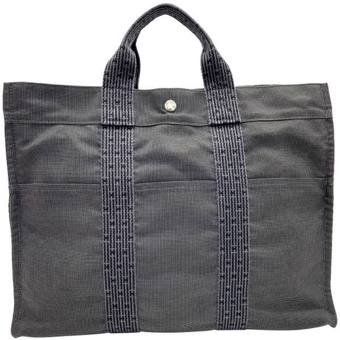 Hermes Her Line Tote Bag Canvas Nylon Gray