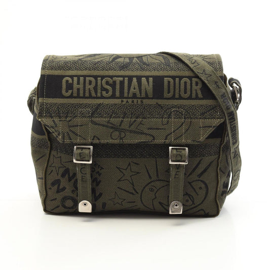 Dior Handbag Christian Khaki Shoulder Bag Canvas Beige
