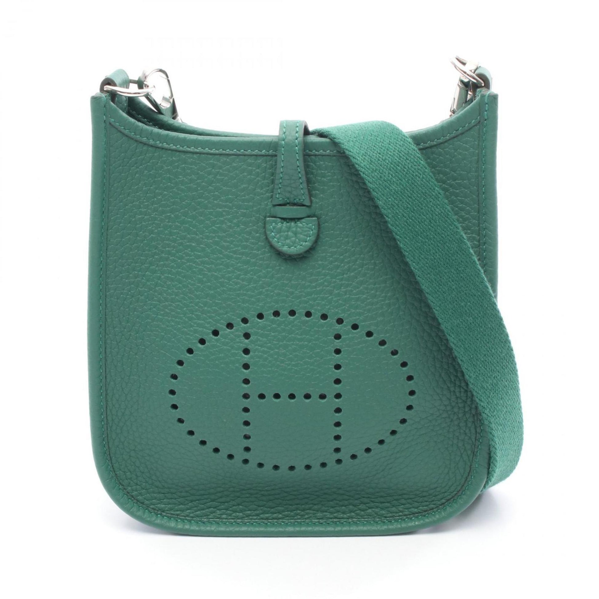 Hermes Taurillon Clemence Shoulder Bag Leather Green