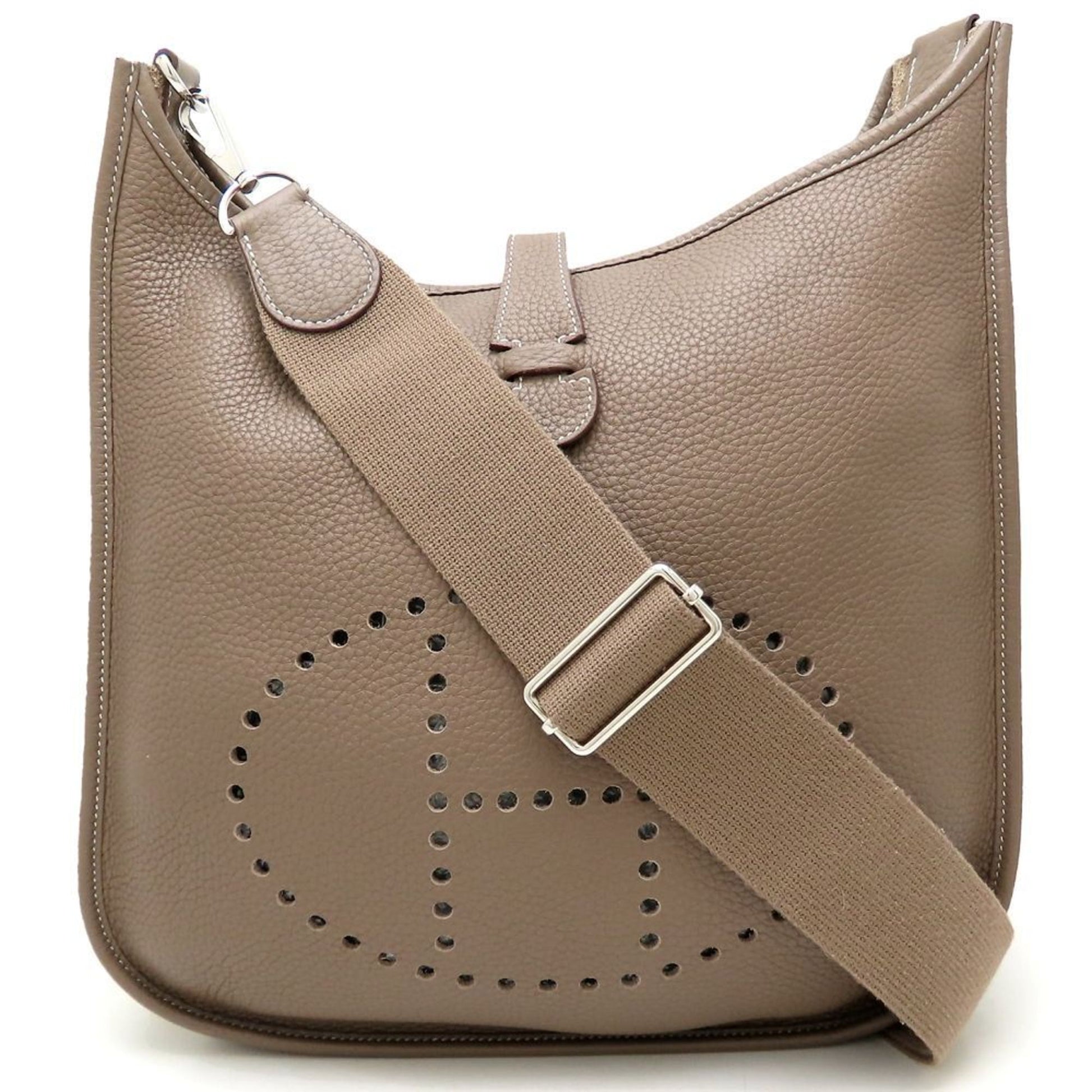 Hermes Evelyne Etoupe Taurillon Clemence Shoulder Bag Leather Gray Shoulder Bag 1