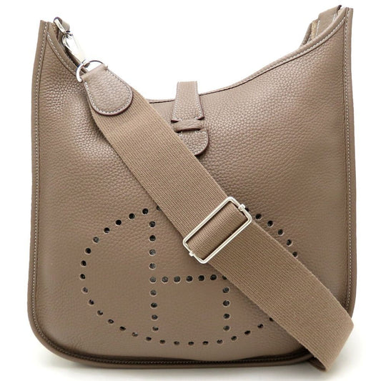 Hermes Evelyne Etoupe Taurillon Clemence Shoulder Bag Leather Gray Shoulder Bag 1