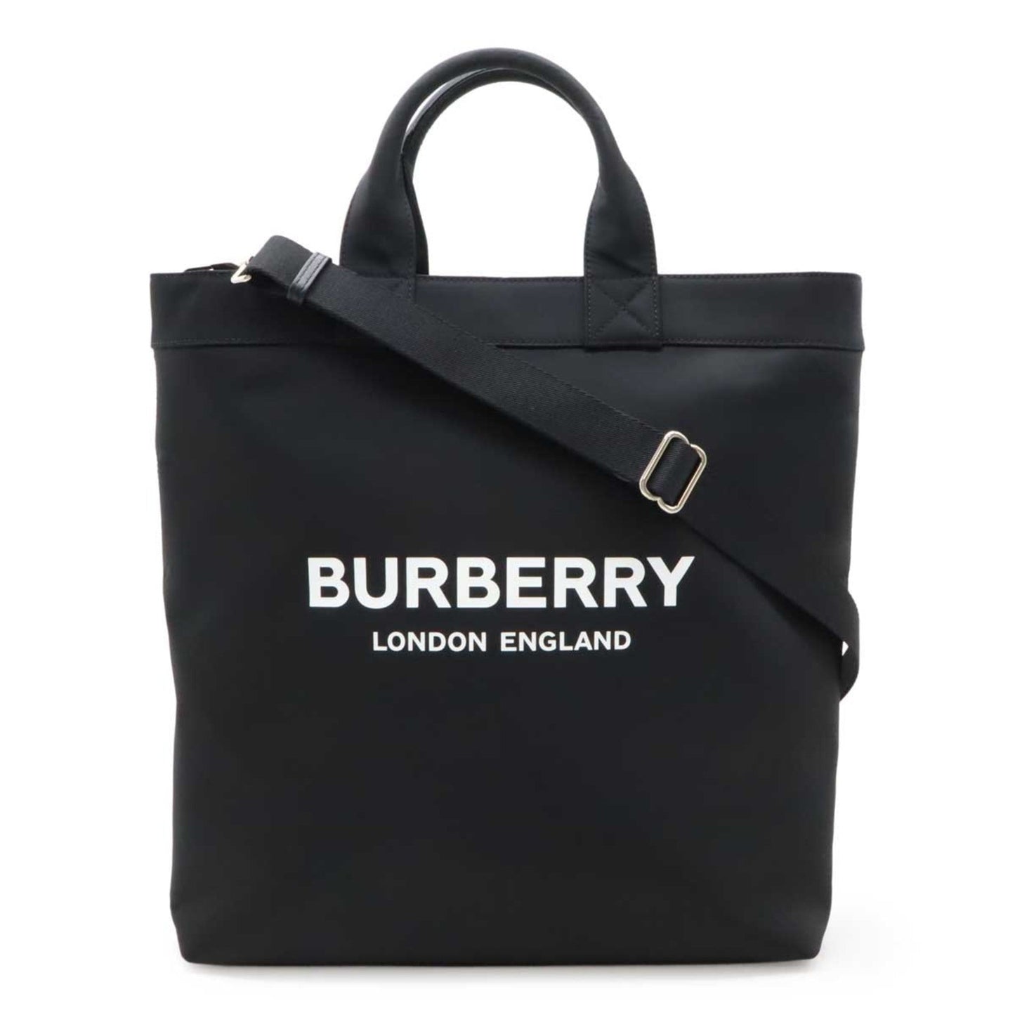 Burberry Shoulder Bag Tote Bag Leather Nylon Black