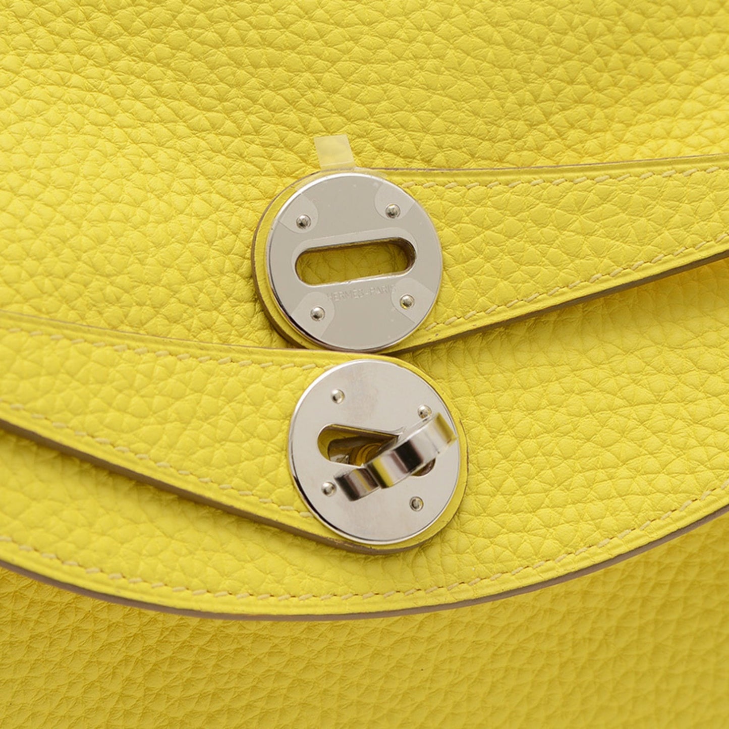 Hermes Lime Taurillon Clemence Shoulder Bag Leather
