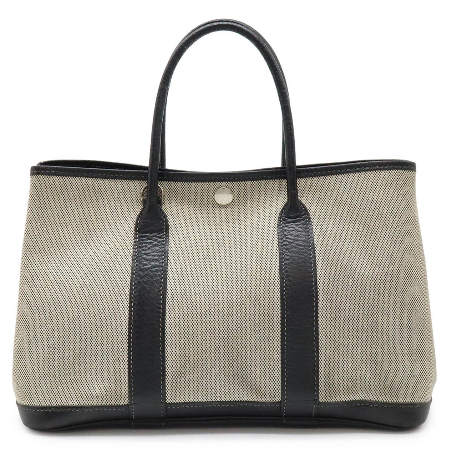 Hermes Garden Toile Handbag Tote Bag Leather Black Gray Handbag Tote Bag