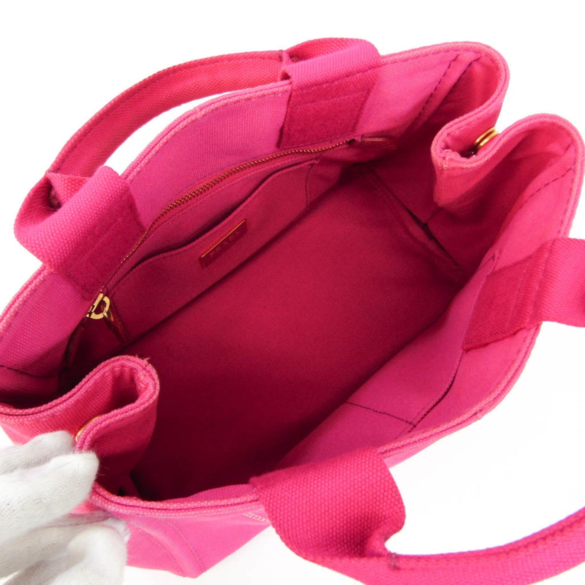 Prada Canapa Women Tote Bag Canvas Pink