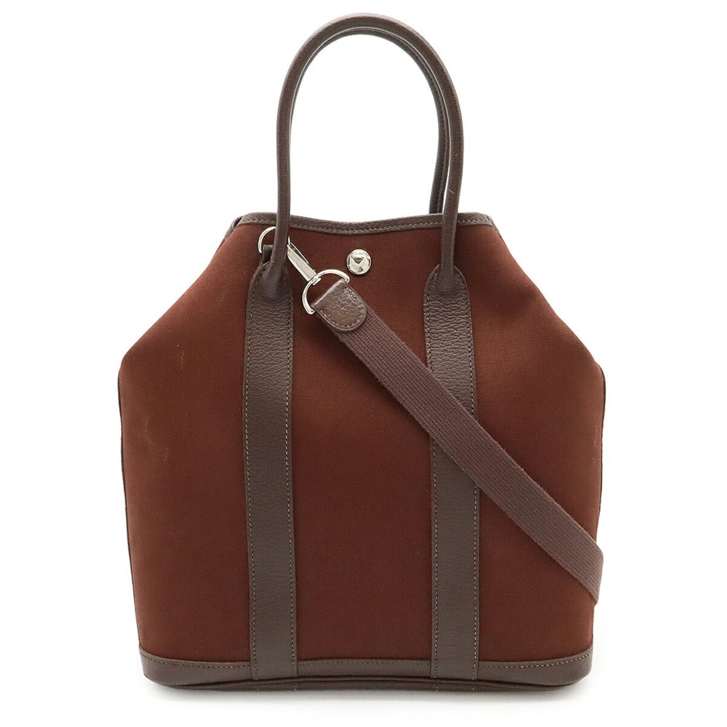 Hermes Toile Officier Shoulder Bag Tote Bag Leather Brown