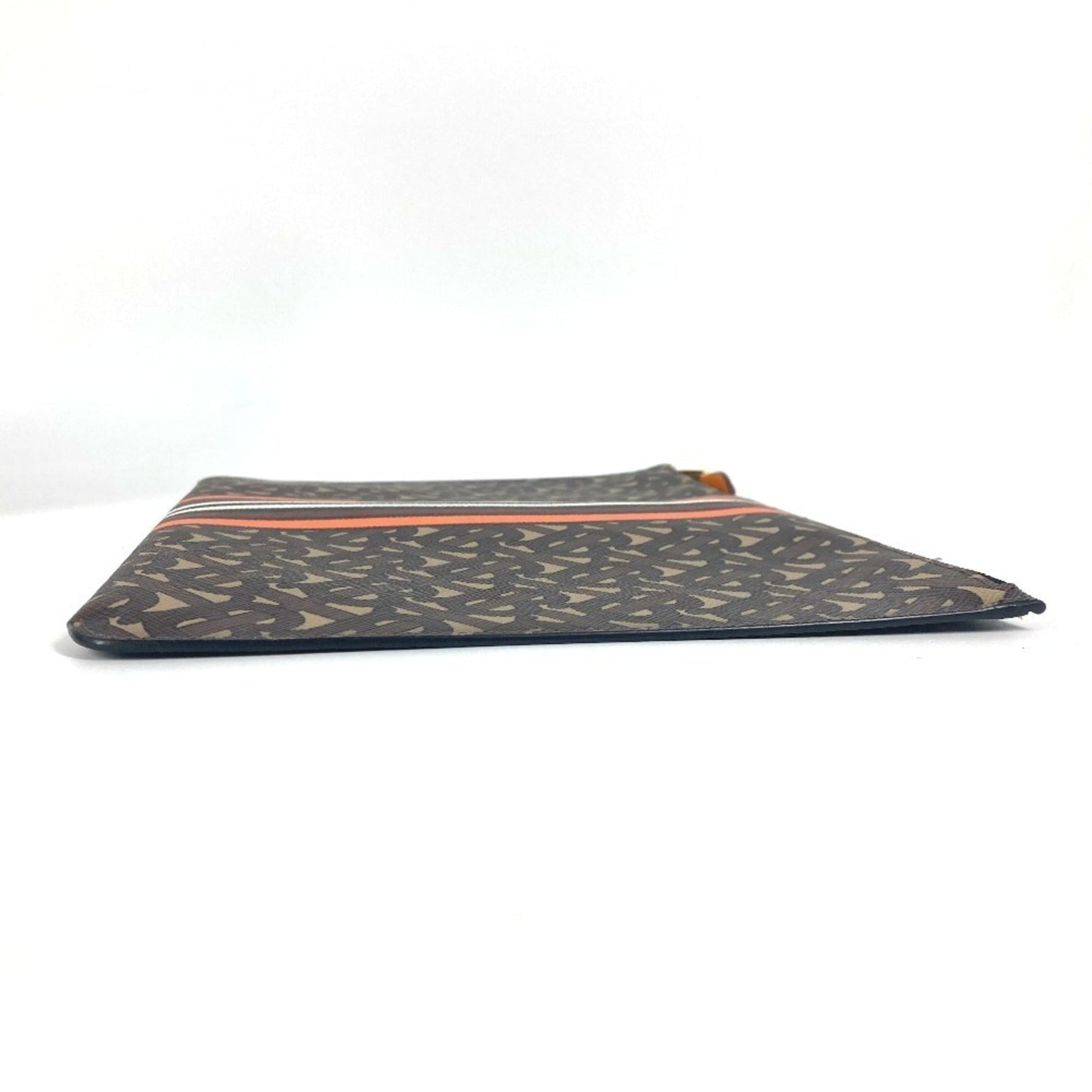Burberry Clutch Bag Pouch Leather Brown Orange