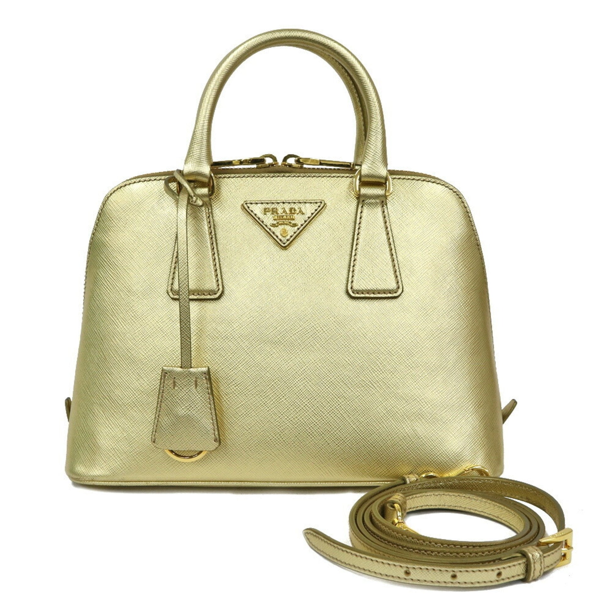 Prada Shoulder Bag Handbag Ladies Gold