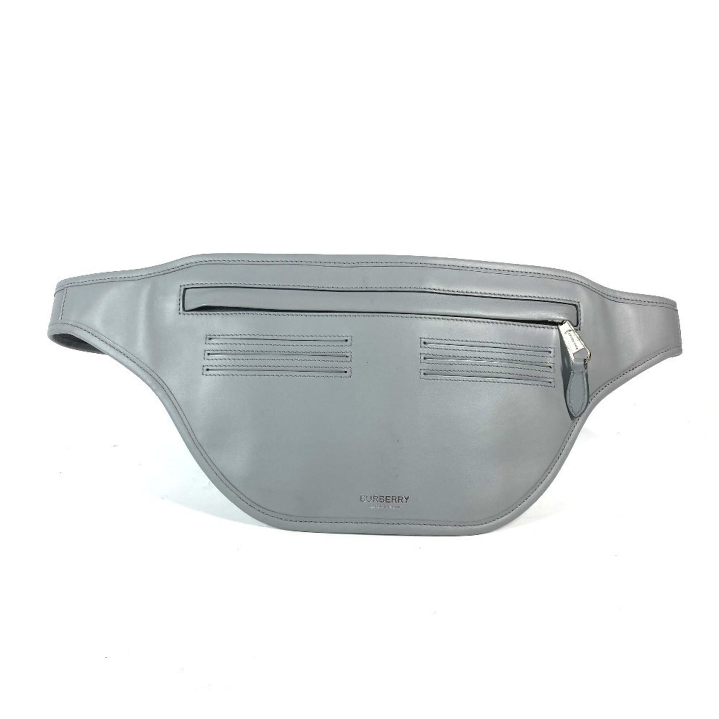 Burberry Fanny Pack Handbag Leather Gray Travel Bag