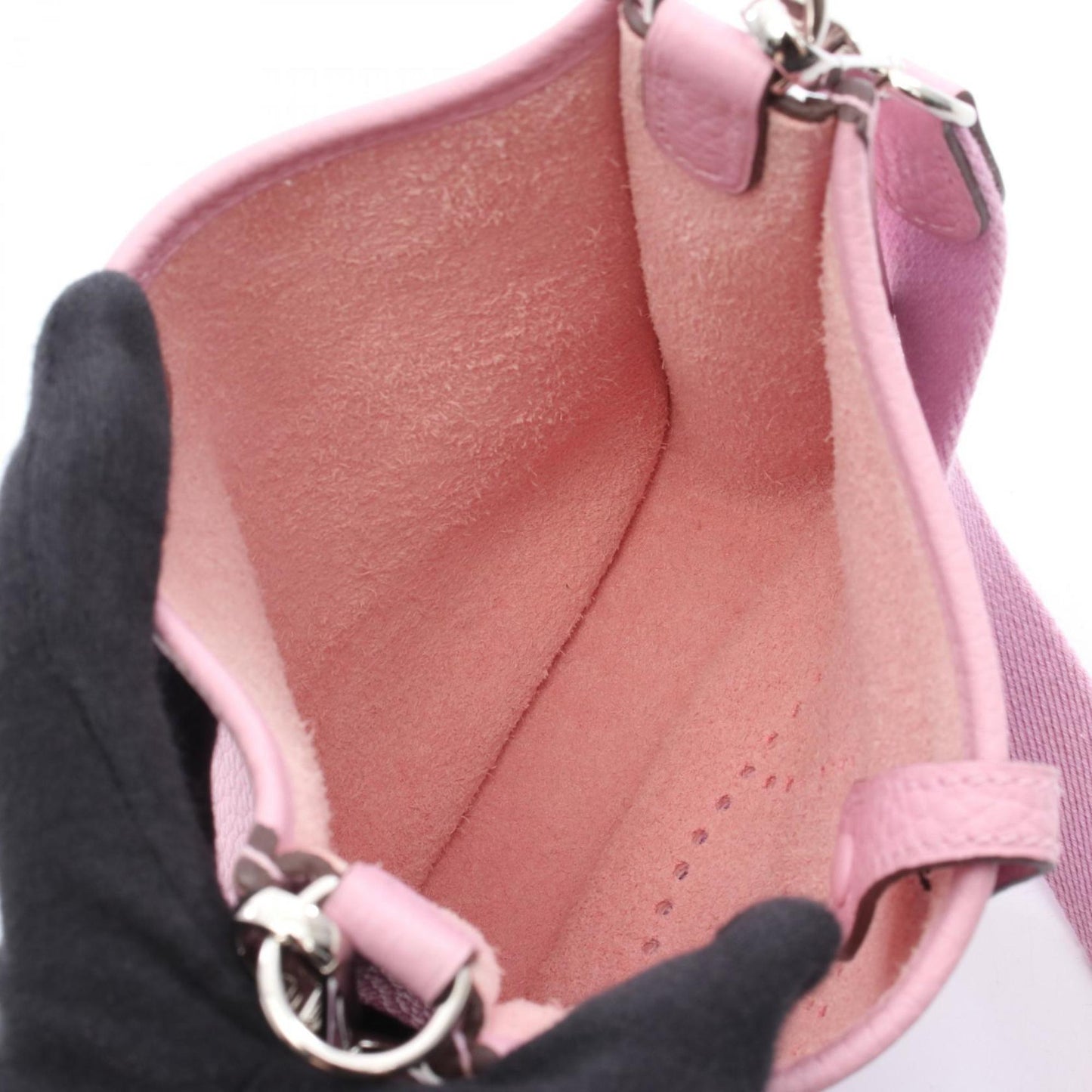 Hermes Taurillon Clemence Shoulder Bag Leather Pink